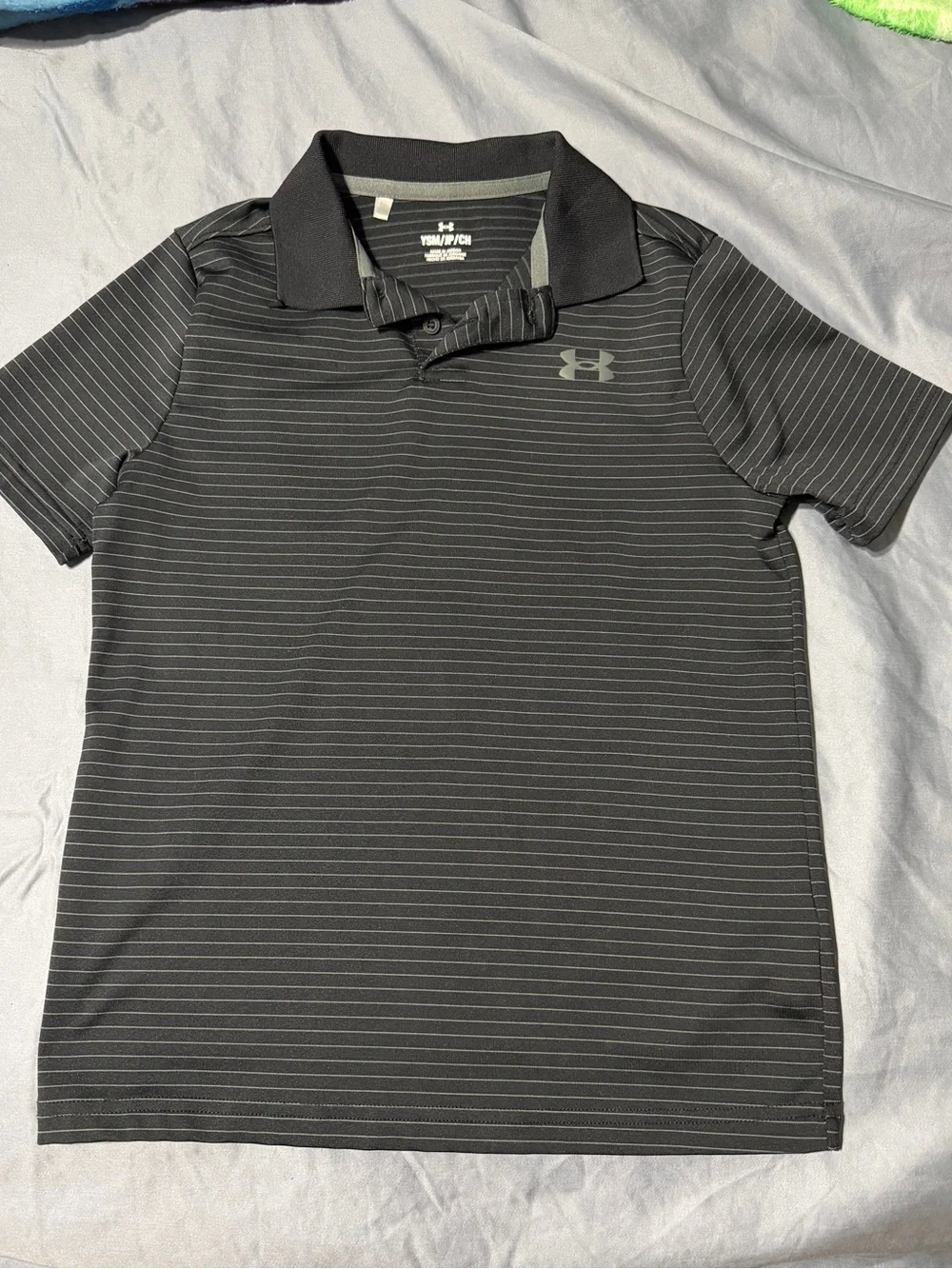 Under Armour Boy’s Black Pinstripe Performance Polo